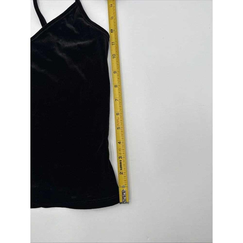 Garage Y2K Black Velvet Whimsigoth Cropped Camisole Tank Top Gothic Size P Small